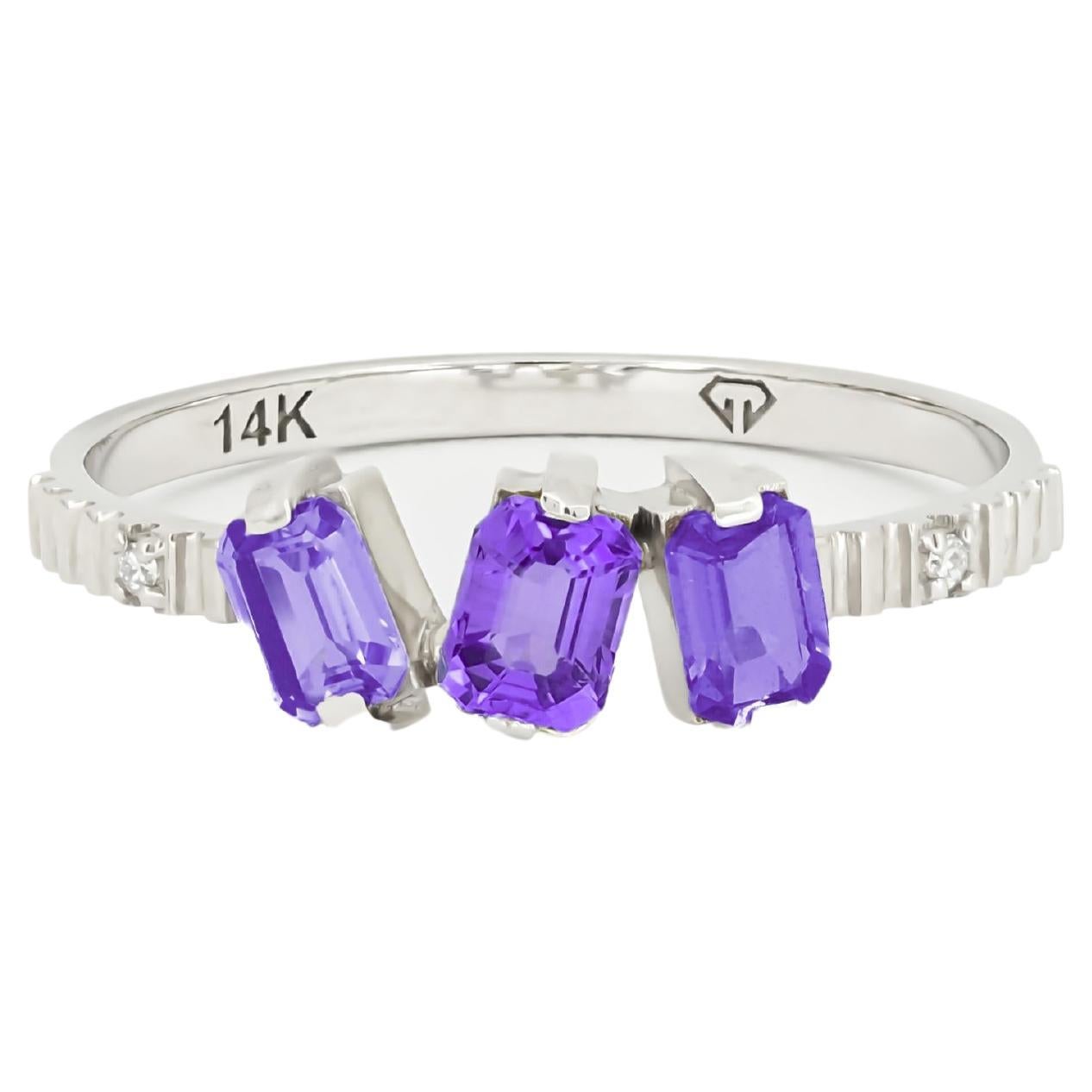 For Sale:  Monochrome purple gemstone 14k ring