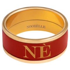 Monochrome Red Ring Hand Painted Gold Plated Stainless Steel w/ Fire Enamel