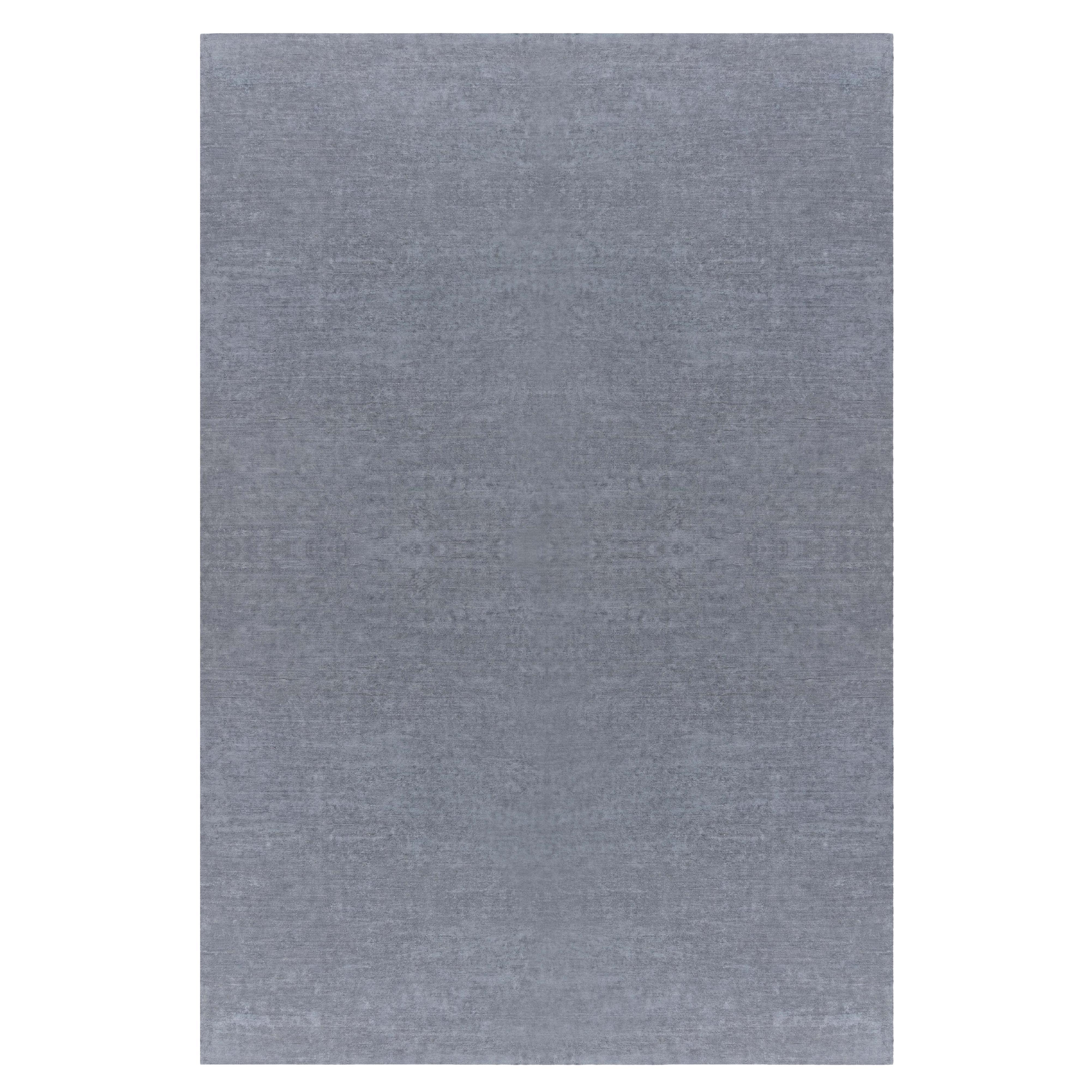 Monochrome Steel Gray Modern Wool Rug by Doris Leslie Blau For Sale