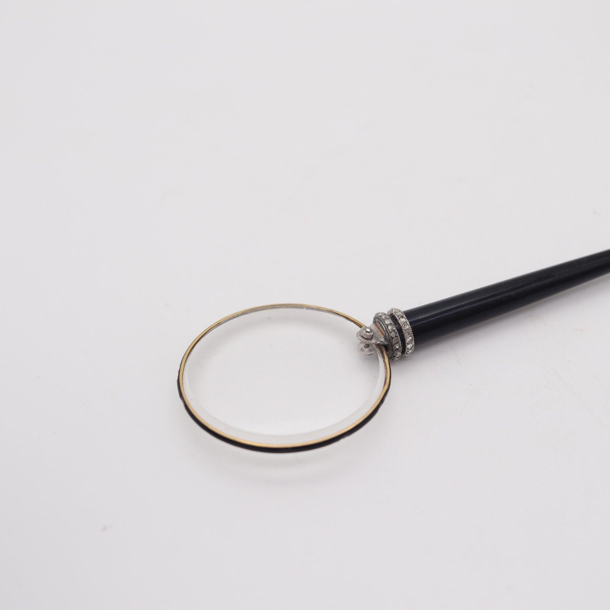 Français MONOCLE Pendentif édouardien en or 18 carats, platine et diamants, 1900 en vente
