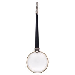 Antique MONOCLE 1900 Edwardian Single Lens Pendant In 18Kt Gold Platinum & Diamonds
