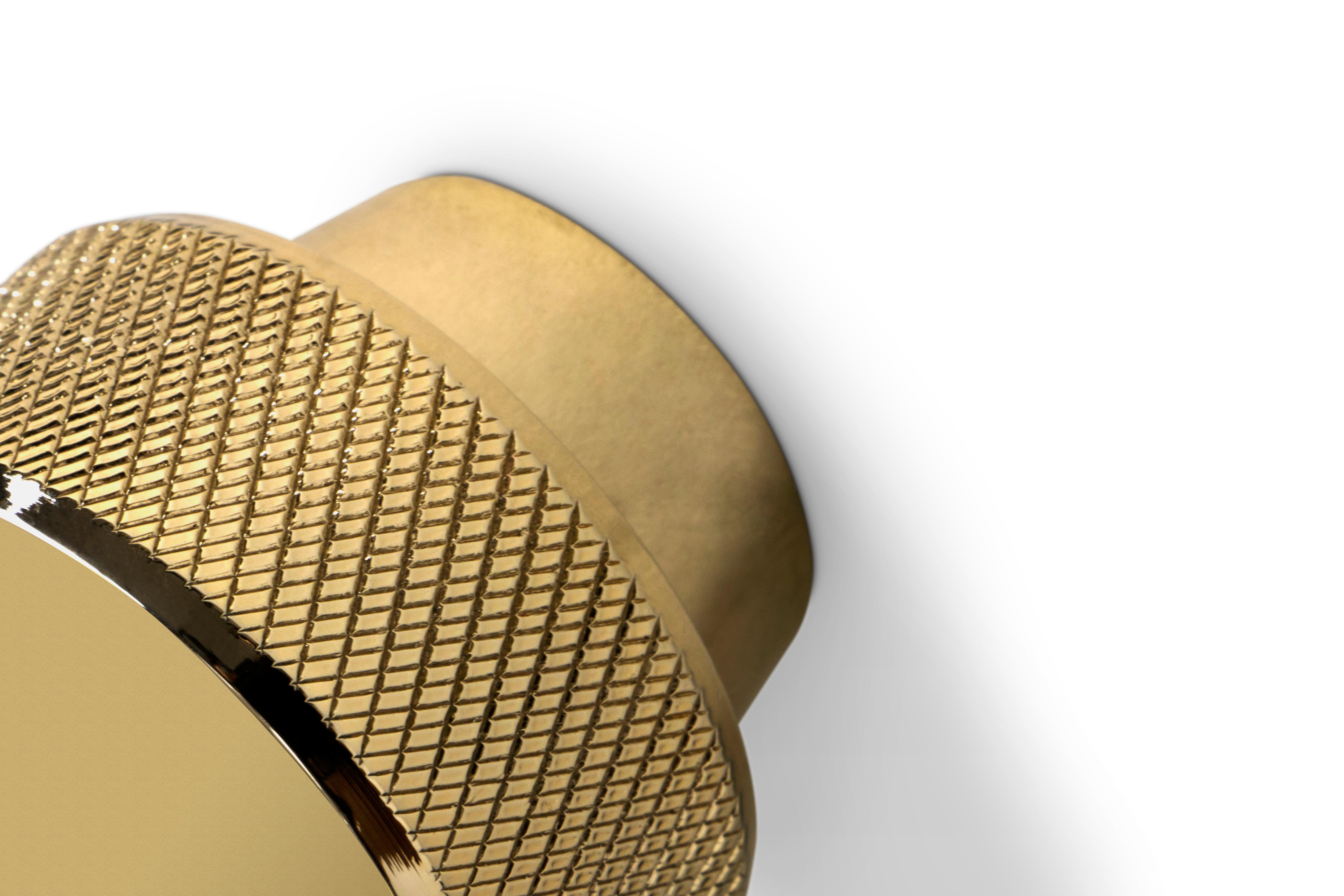 Brushed Monocles Drawer Handle - Handcrafted Gold Plated - PullCast For Sale