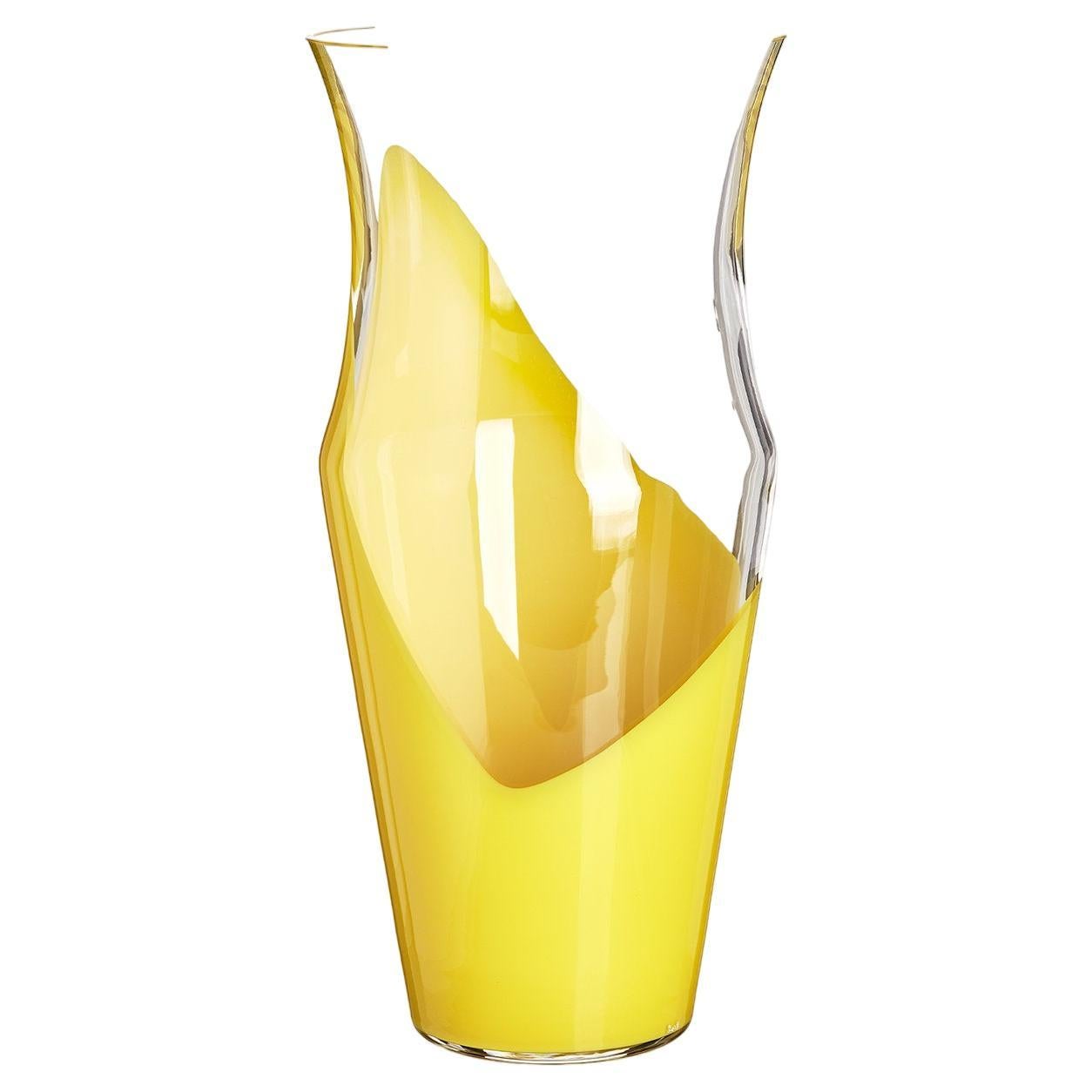 Gelbe Monocromo-Vase im Angebot