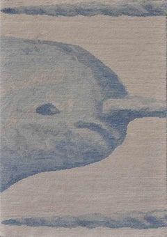 "Monodon - Blue + Cream" /  9' x 12' / Hand-Knotted Wool Rug