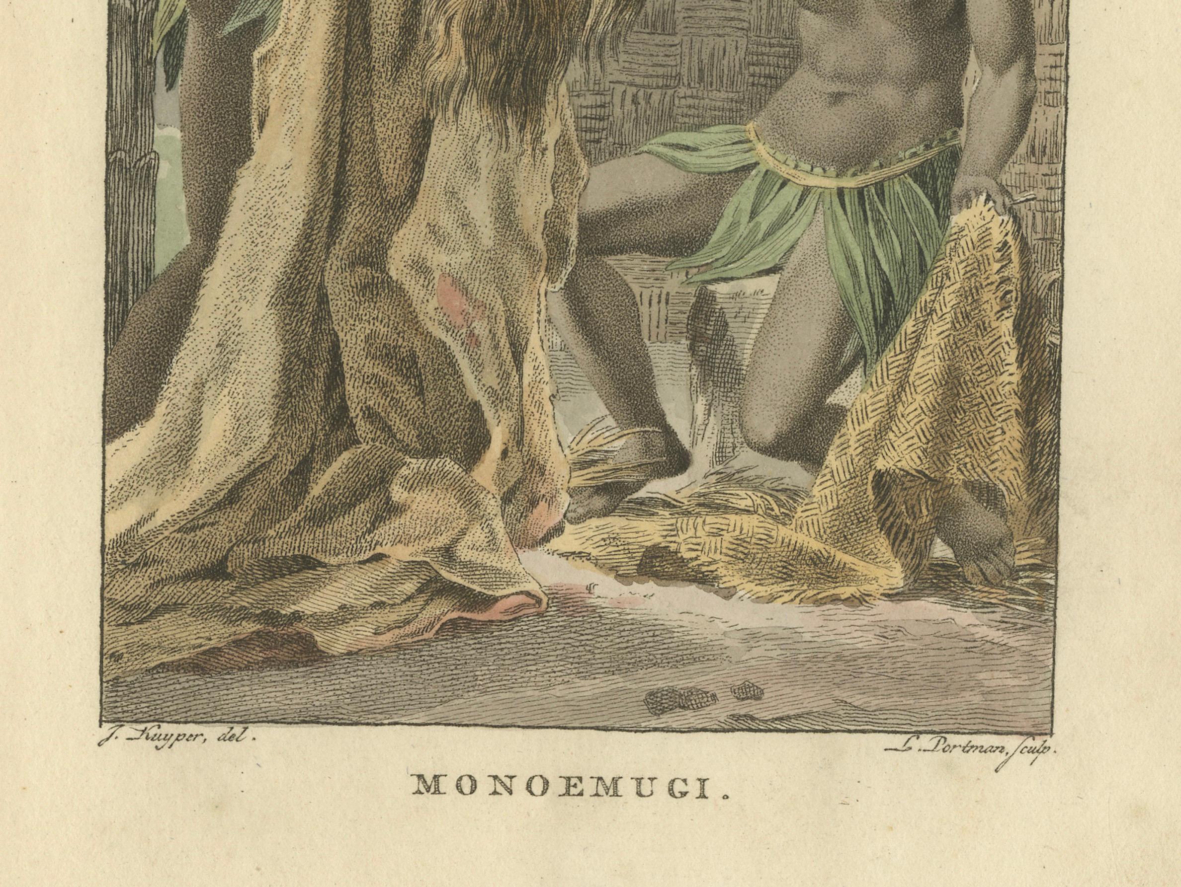 Monoemugi, Central Africa – Antique Hand-Colored Ethnographic Engraving (c.1810)