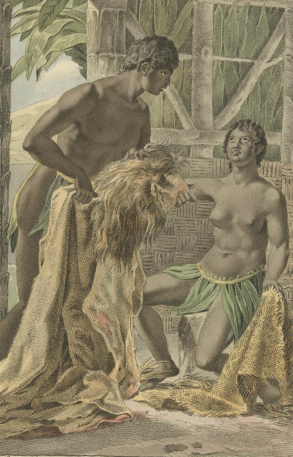 Monoemugi, Central Africa – Antique Hand-Colored Ethnographic Engraving (c.1810)