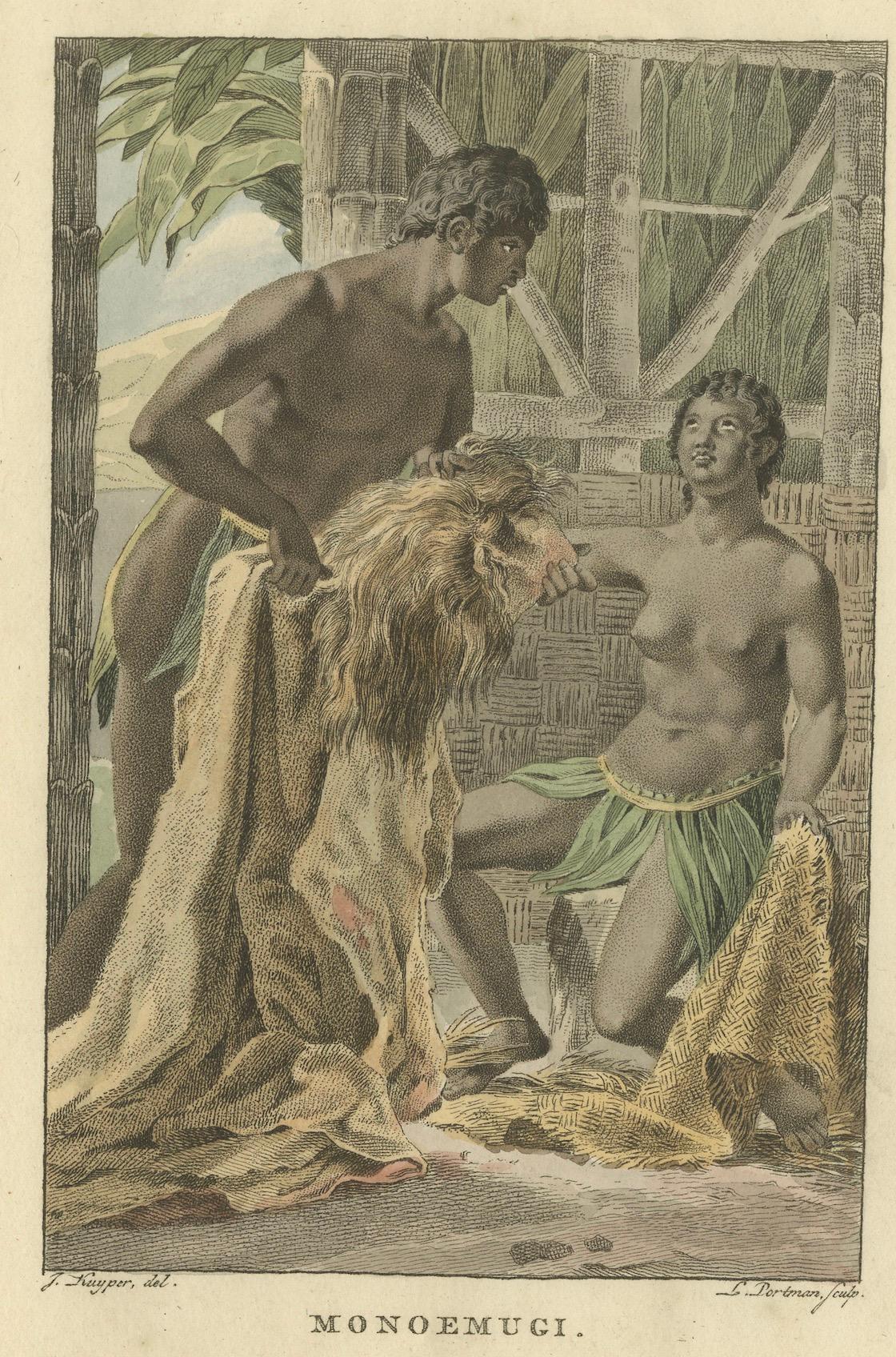 Monoemugi, Central Africa – Antique Hand-Colored Ethnographic Engraving (c.1810)