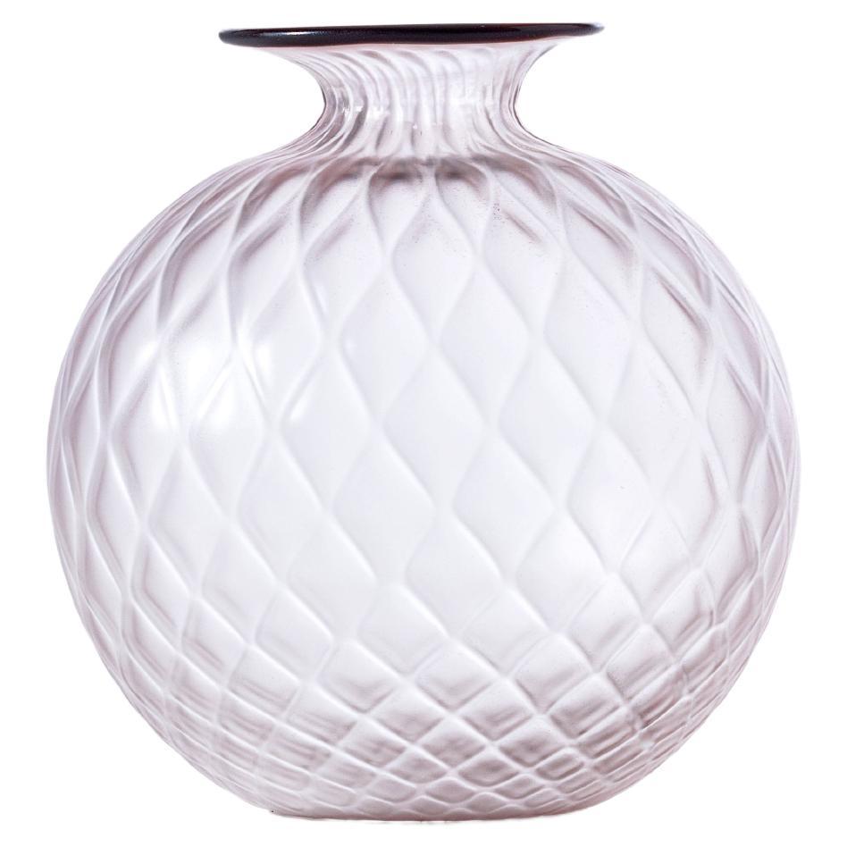 Monofiore Balaton Sabbiato Short Glass Vase in Cipria Pink by Venini For Sale