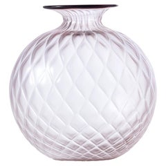 Monofiore Balaton Sabbiato Short Glass Vase in Cipria Pink by Venini