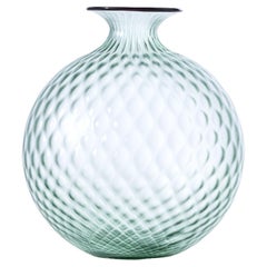 Monofiore Balaton Sabbiato Short Glass Vase in Rio Green by Venini