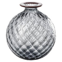 Monofiore Balloton Glass Vase in Grape Red Thread Rim by Venini