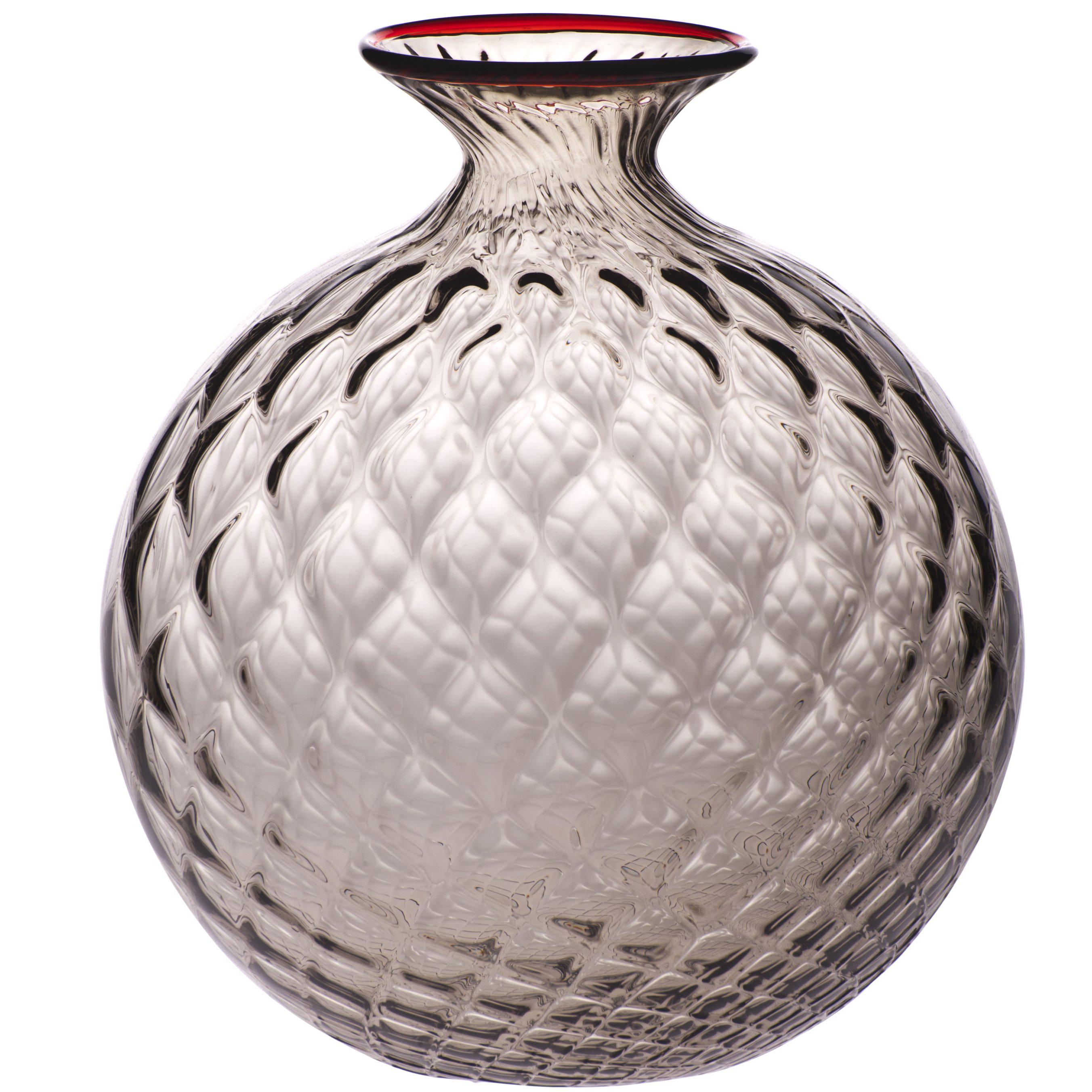 Monofiore Balloton Glass Vase in Grape with Red Thread Rim by Venini