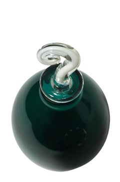Monofiore Green Glass Bottle for Venini Murano by Laura de Santillana, Italy