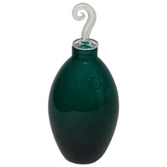 Monofiore Green Glass Bottle for Venini Murano by Laura de Santillana, Italy