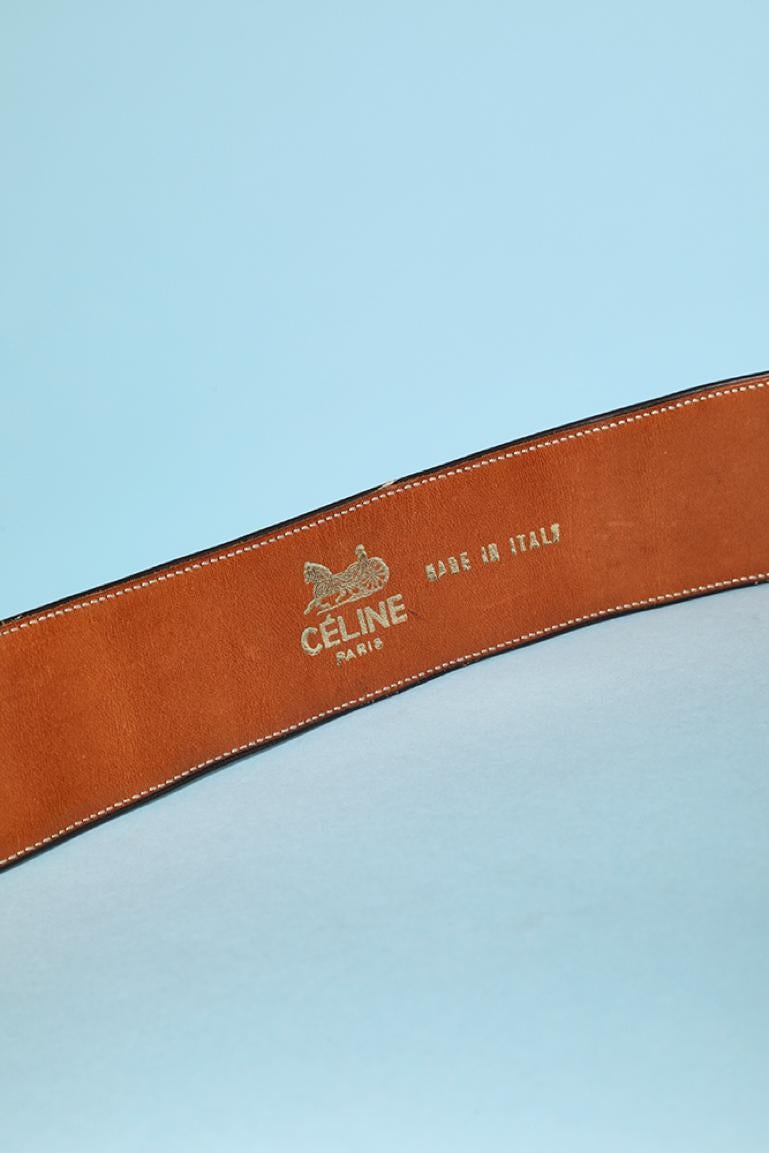 Ceinture de marque Monogram avec détail métallique en coton et cuir Cline Excellent état - En vente à Saint-Ouen-Sur-Seine, FR
