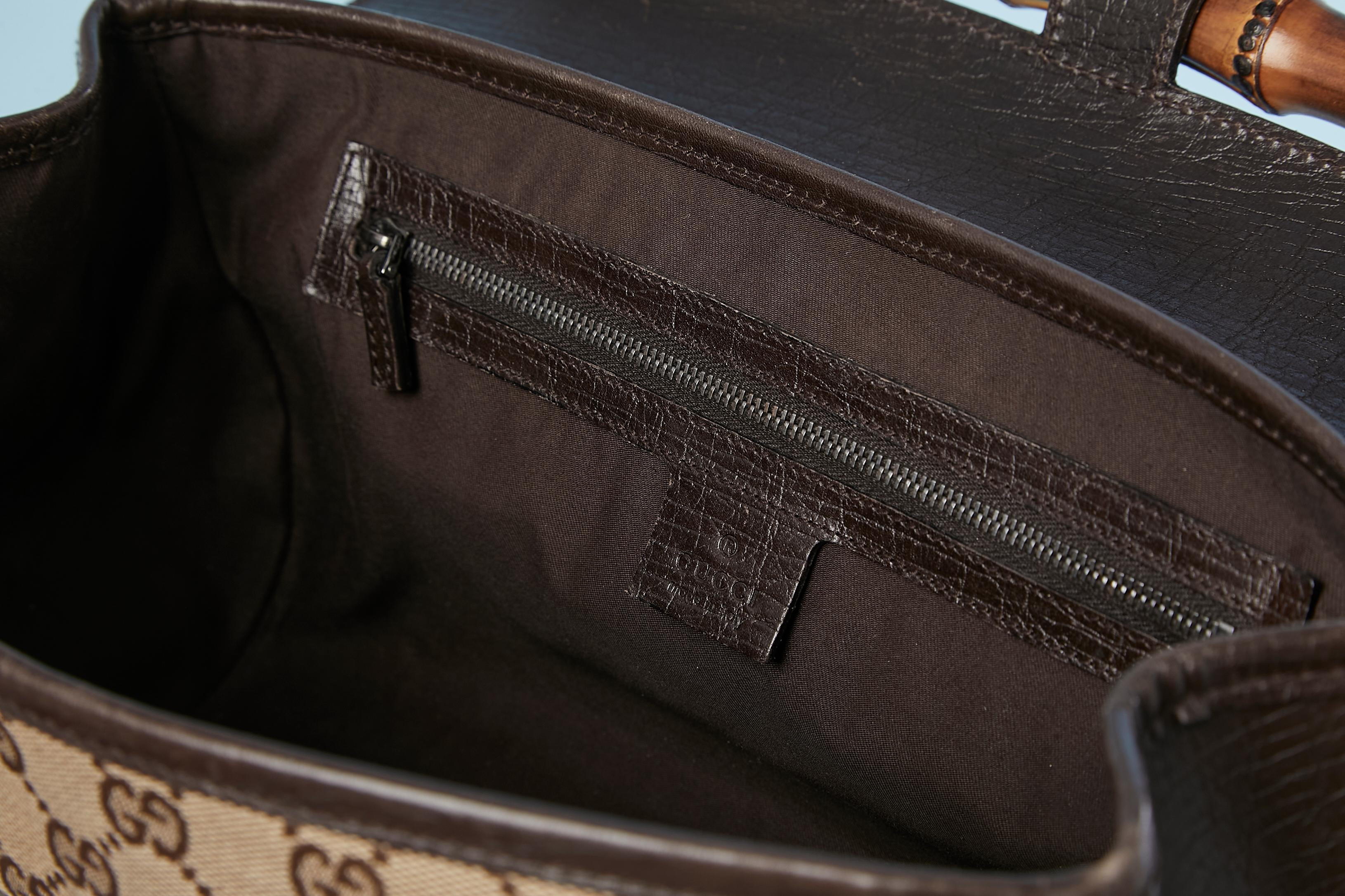 Monogram Canevas Bamboo Bullet bag Gucci Circa 2000 In Good Condition In Saint-Ouen-Sur-Seine, FR