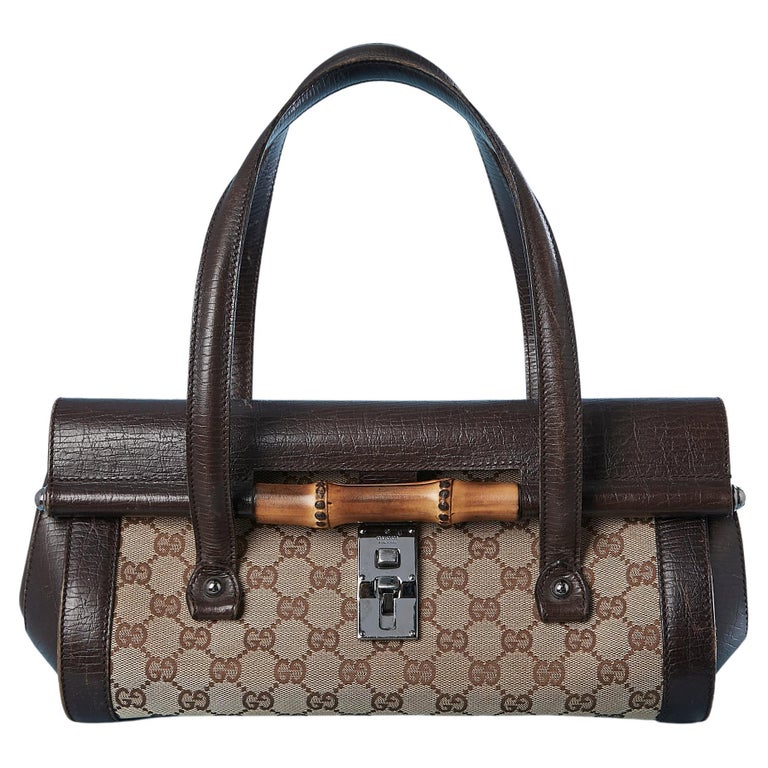 Gucci Bullet Black Monogram Bamboo East West Bag