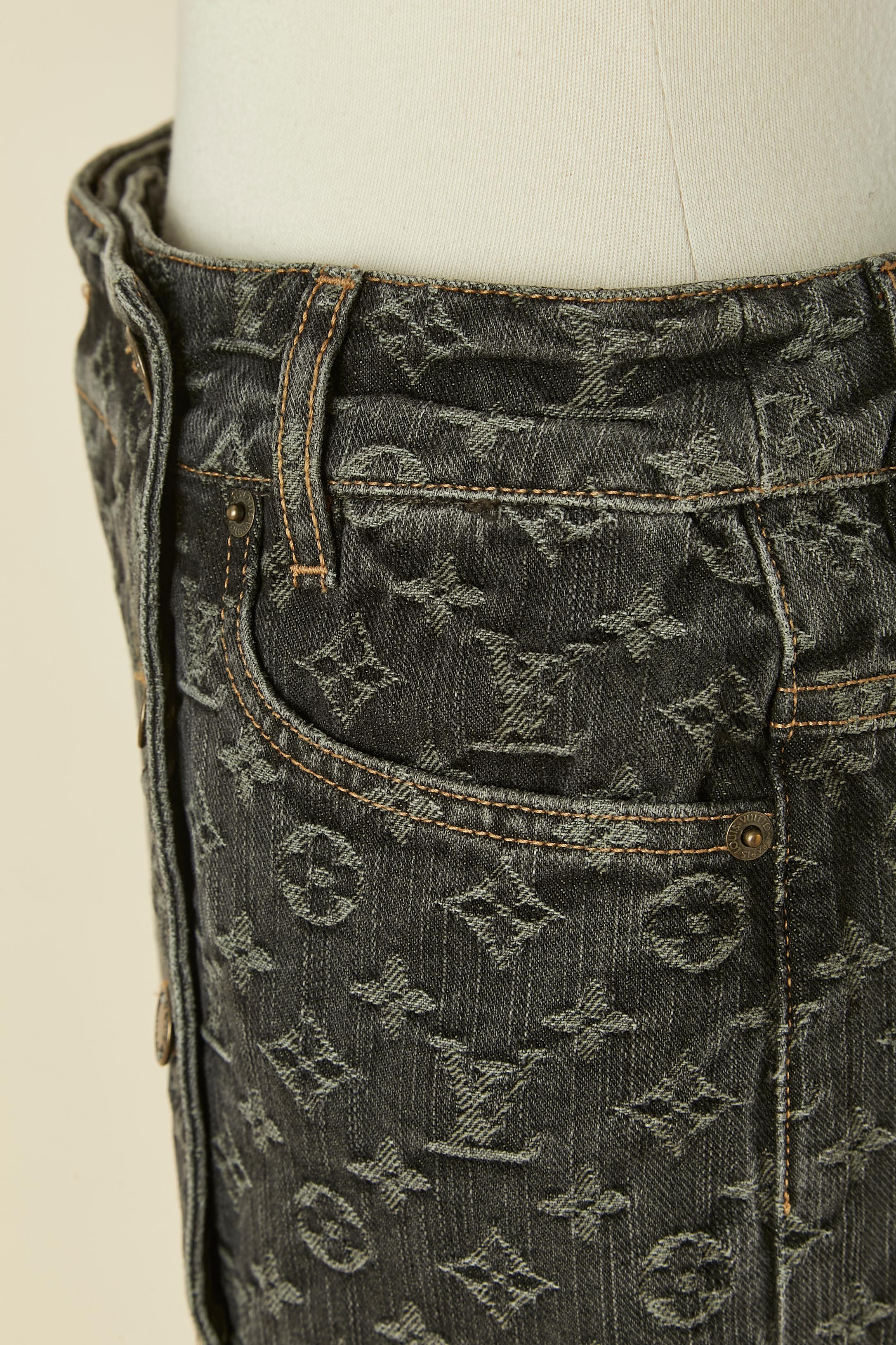 Monogram jacquard denim skirt with back laces LOUIS VUITTON For Sale 1