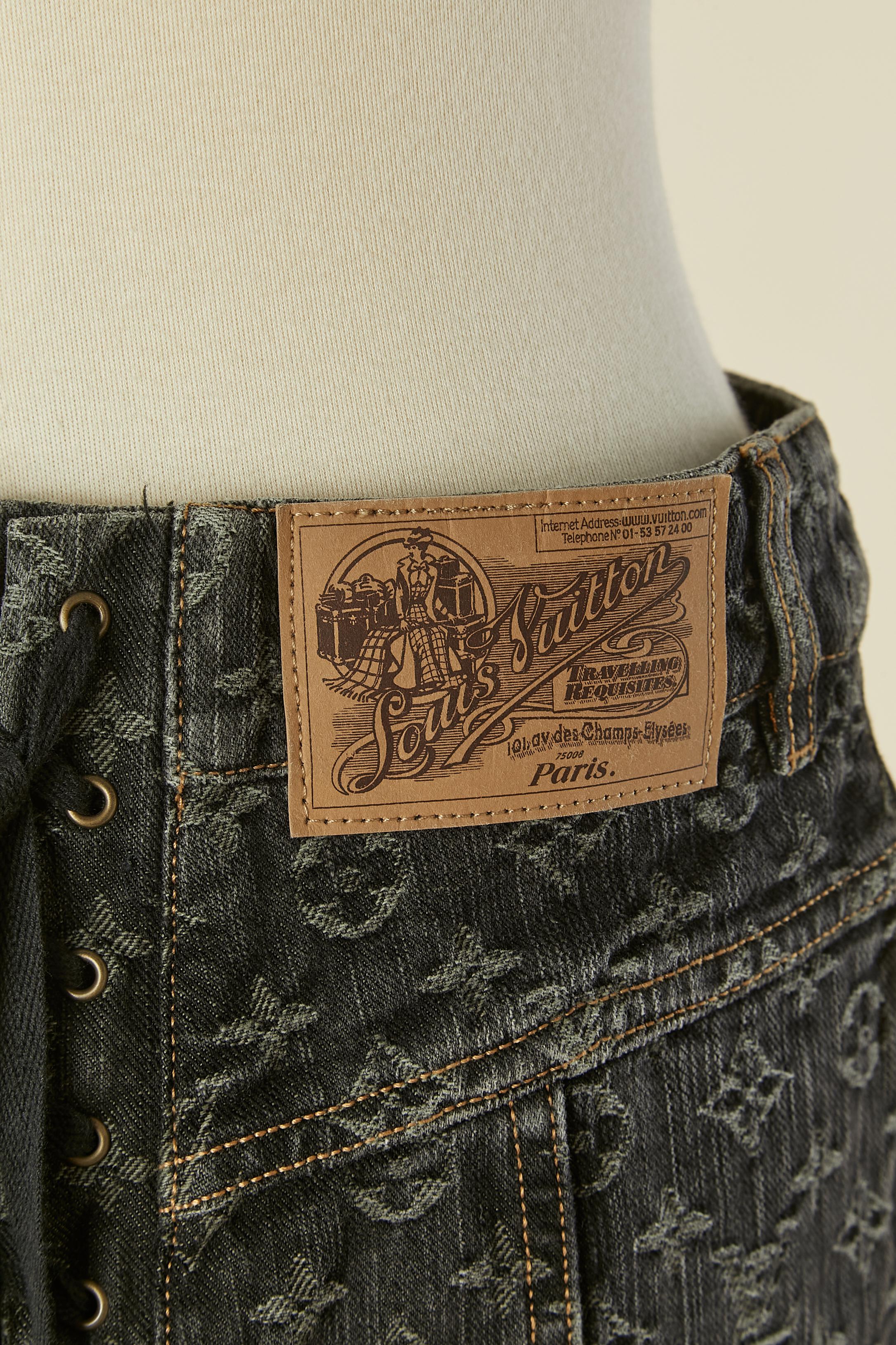 Monogram jacquard denim skirt with back laces LOUIS VUITTON For Sale 3