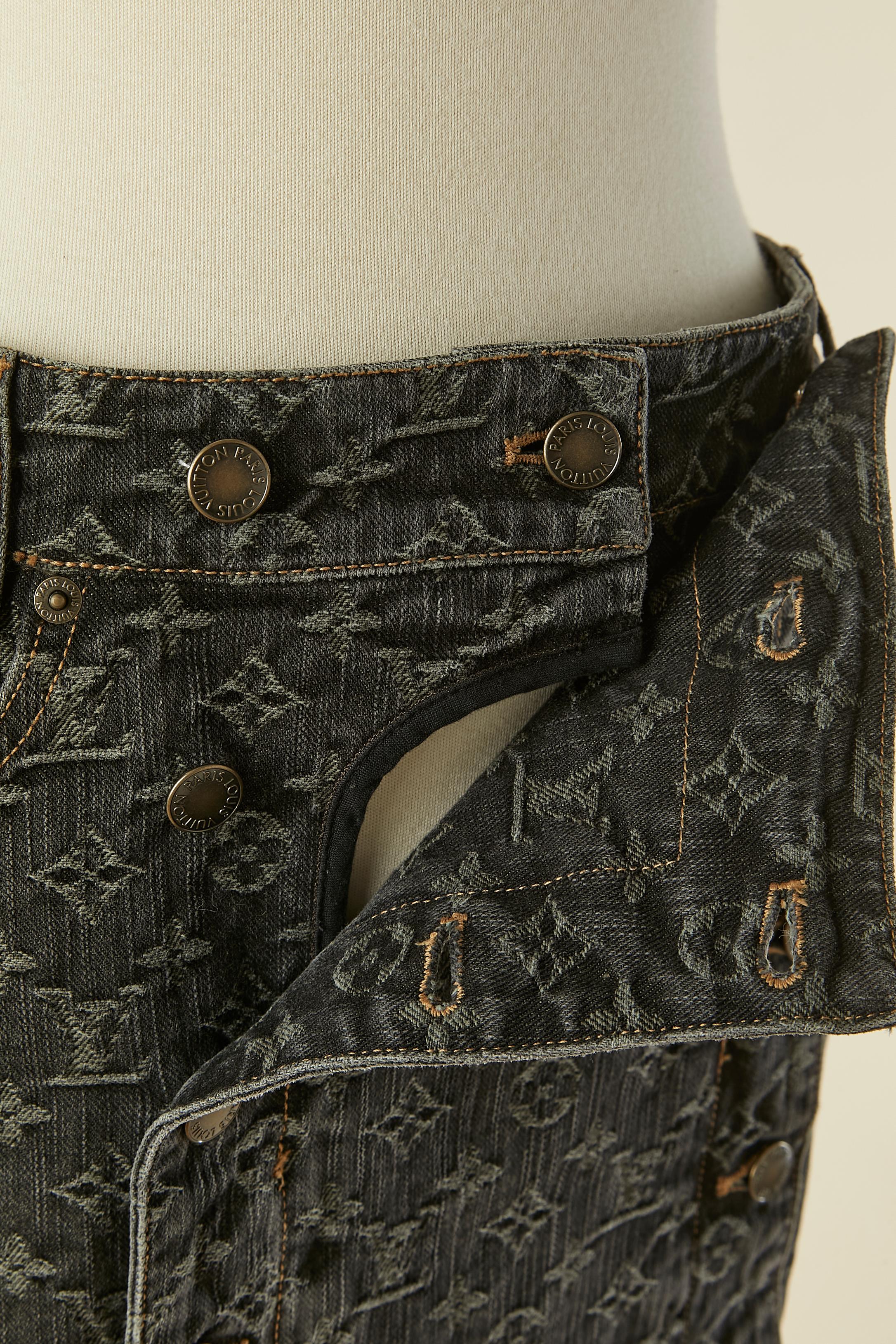Monogram jacquard denim skirt with back laces LOUIS VUITTON For Sale 4