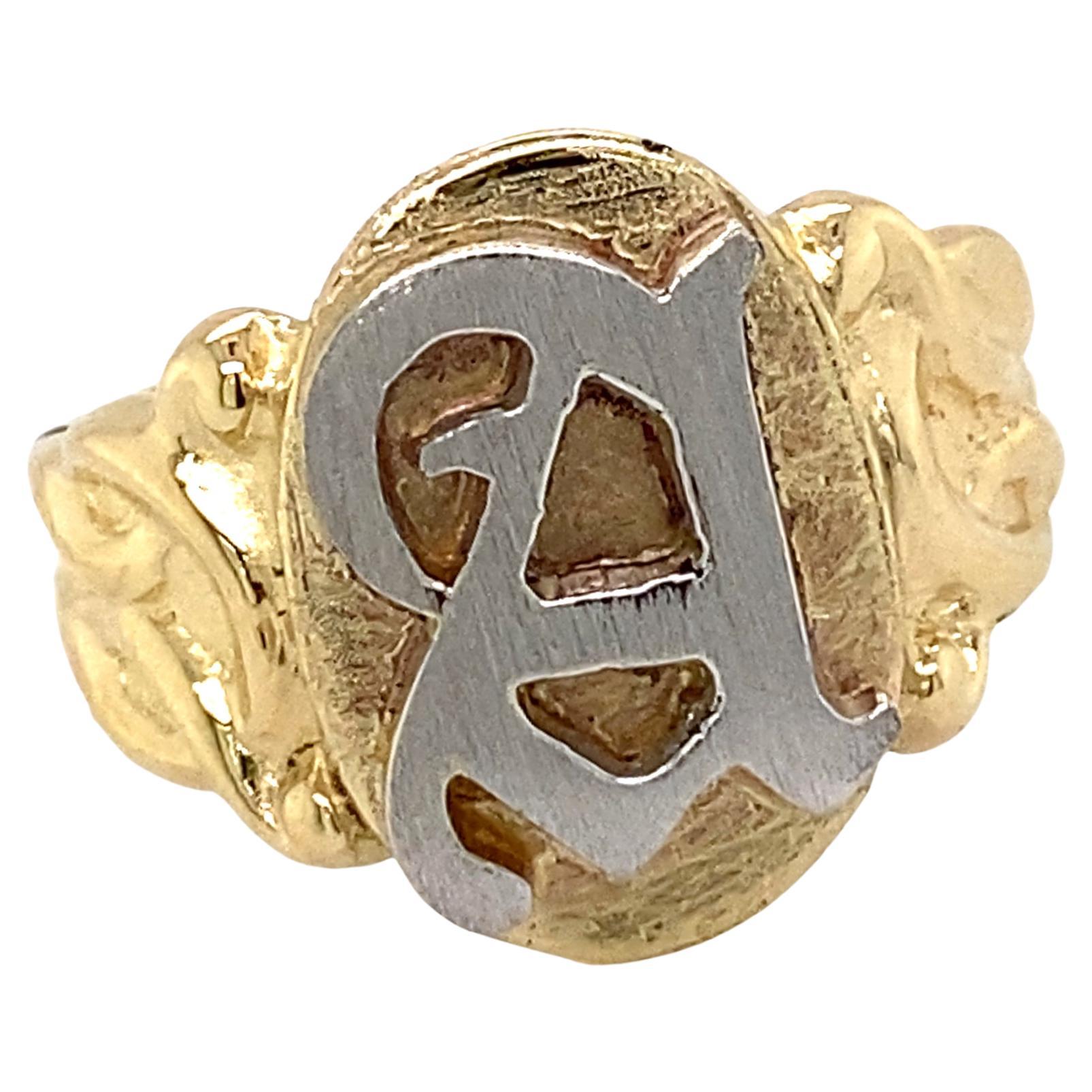 Eytan Brandes had an old blank silver signet ring that's been lying around the store for so long that no one can remember where it came from.  He always liked the design but thought it would look better in gold (as most things do), so he cast a copy