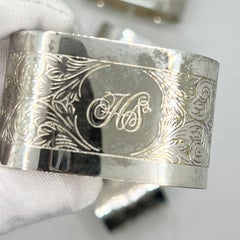 Monogrammierter und gravierter versilberter Serviettenring mit Tafelsilber mit Buchstabe H - 6er-Set