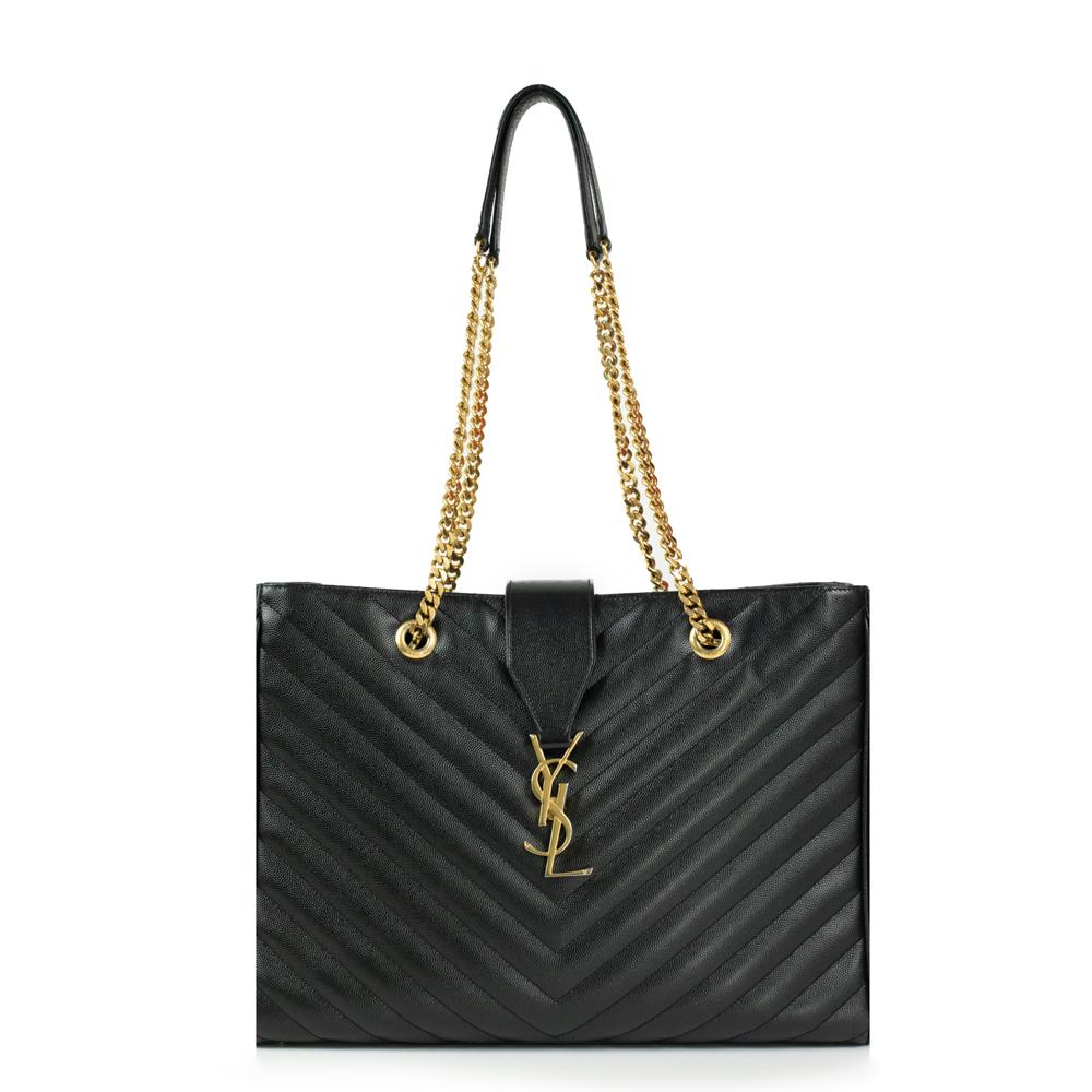 Monogramme Tote aus schwarzem Leder 5