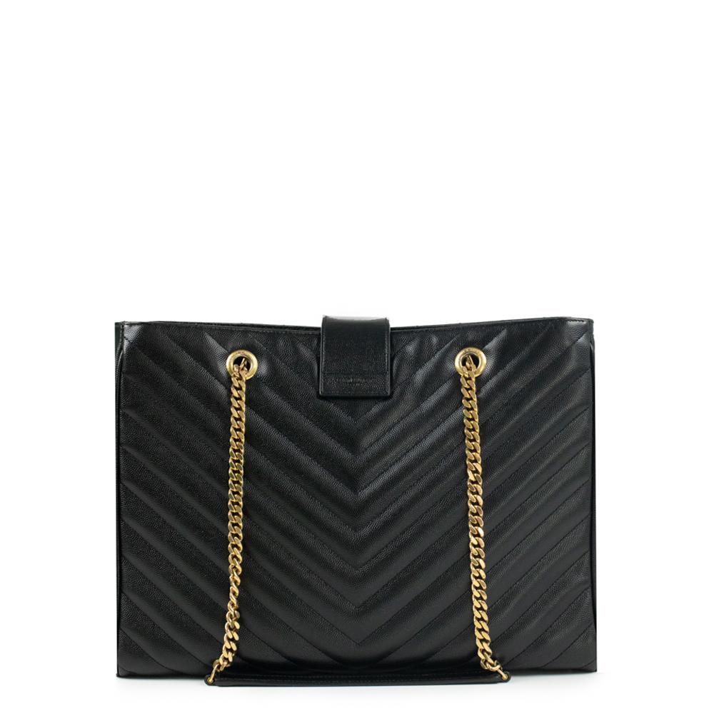 Monogramme Tote aus schwarzem Leder (Schwarz)