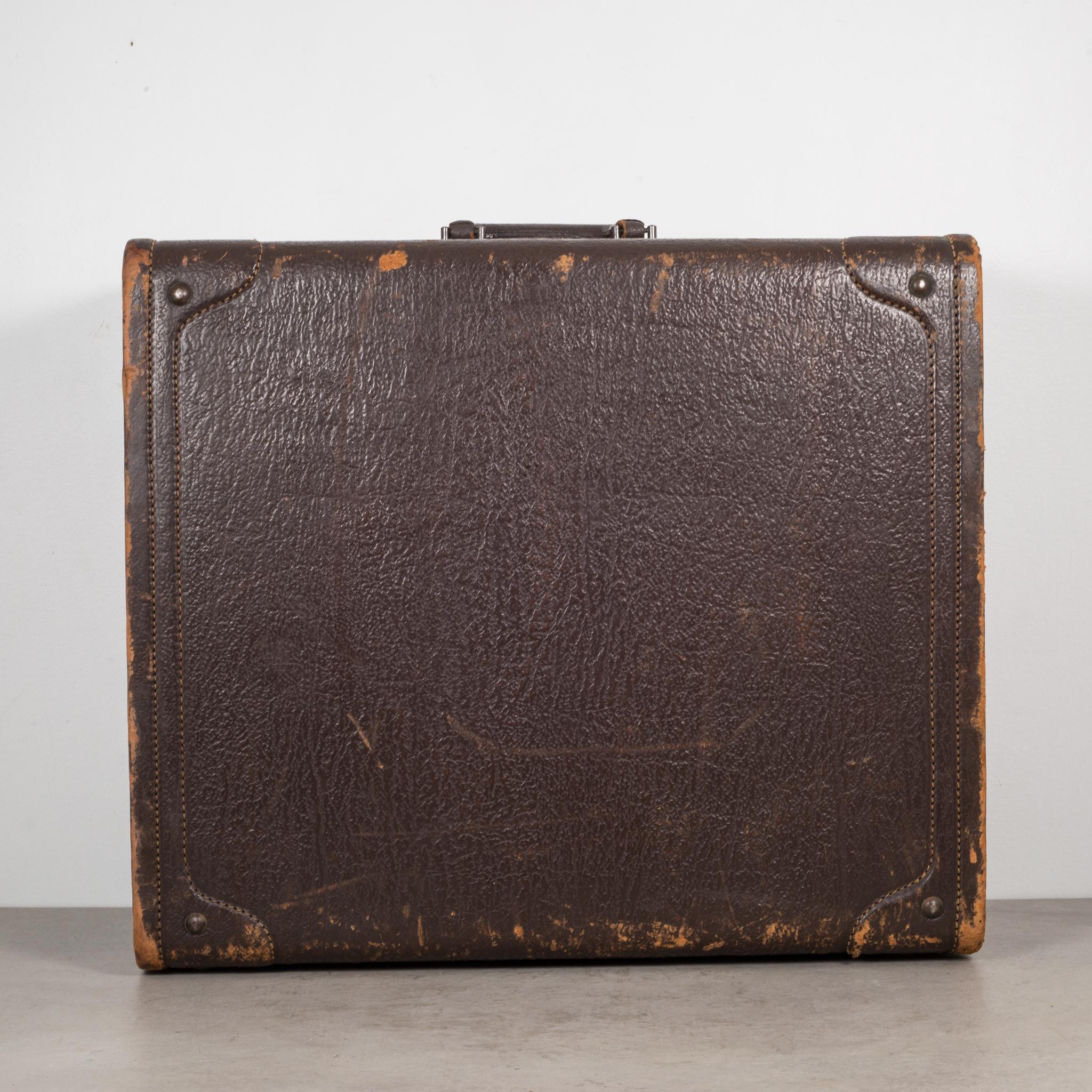 Industrial Monogrammed Leather Luggage, circa 1940