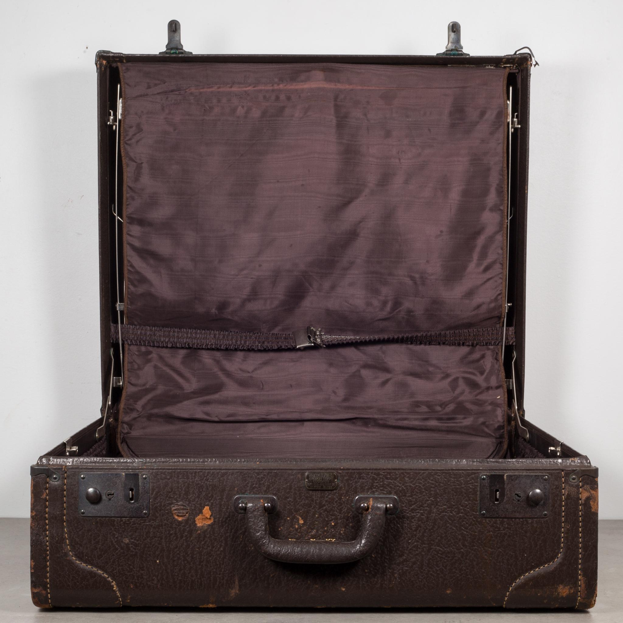Metal Monogrammed Leather Luggage, circa 1940