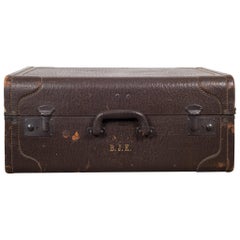 Antique Monogrammed Leather Luggage, circa 1940