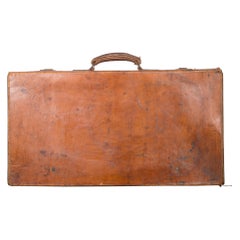 Monogrammed Leather Suitcase with Brass Locks, circa 1940