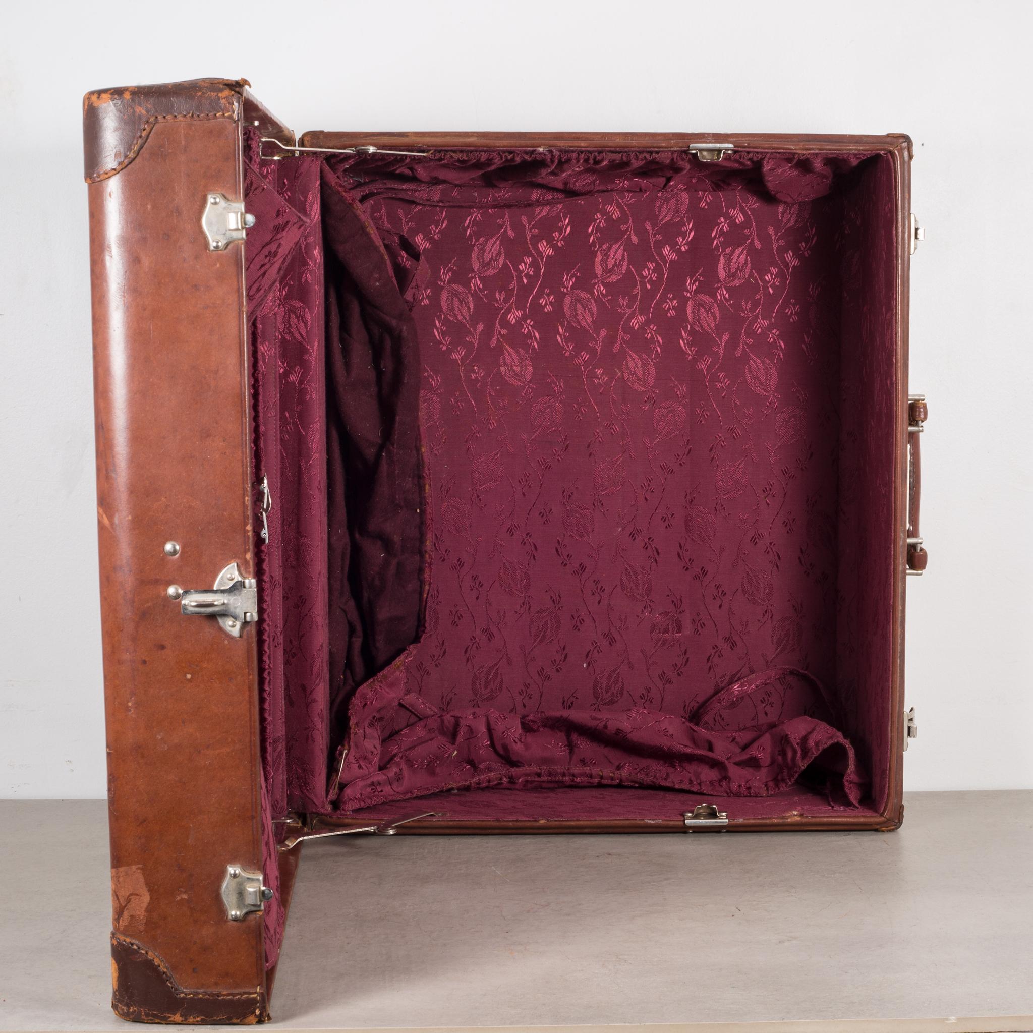 Monogrammed Medium Leather Suitcase, circa 1940 1