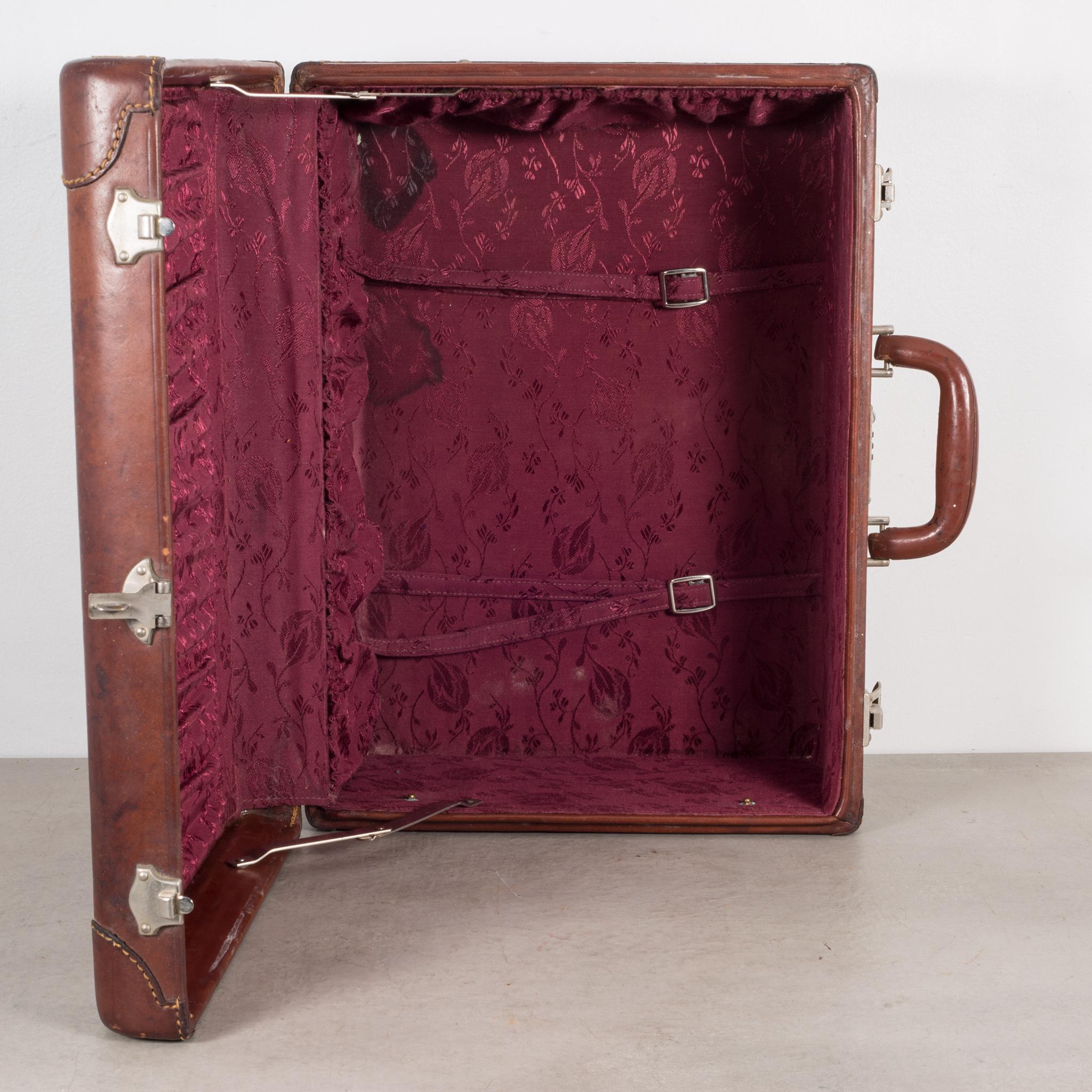Monogrammed Small Leather Suitcase, circa 1940 2
