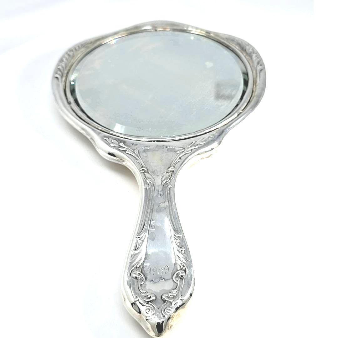 da uomo o donna Specchio a mano in argento Sterling con monogramma in vendita