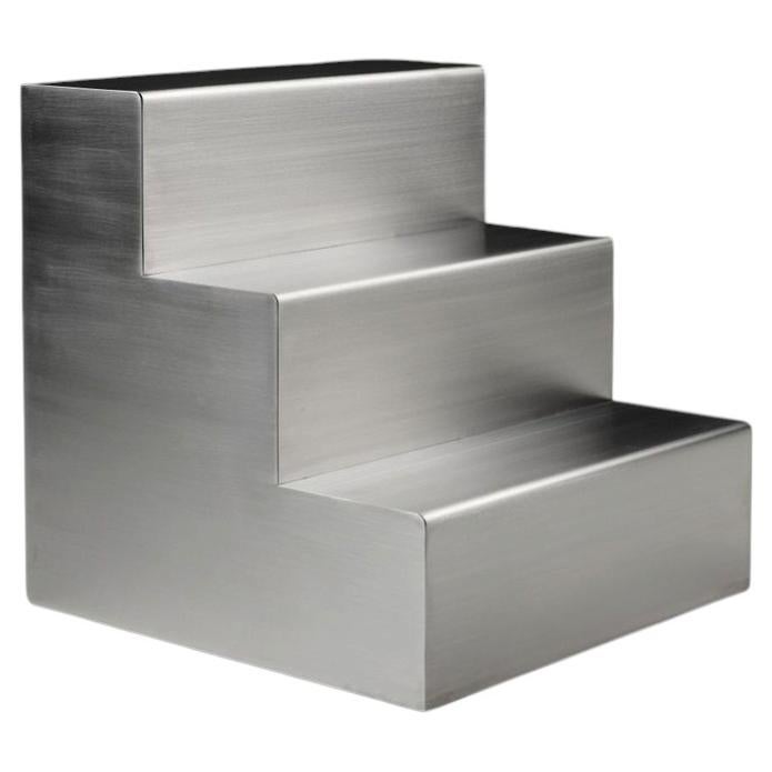 Monolit Side Table, Stainless Steel by Cezar Moldovan x Arbore