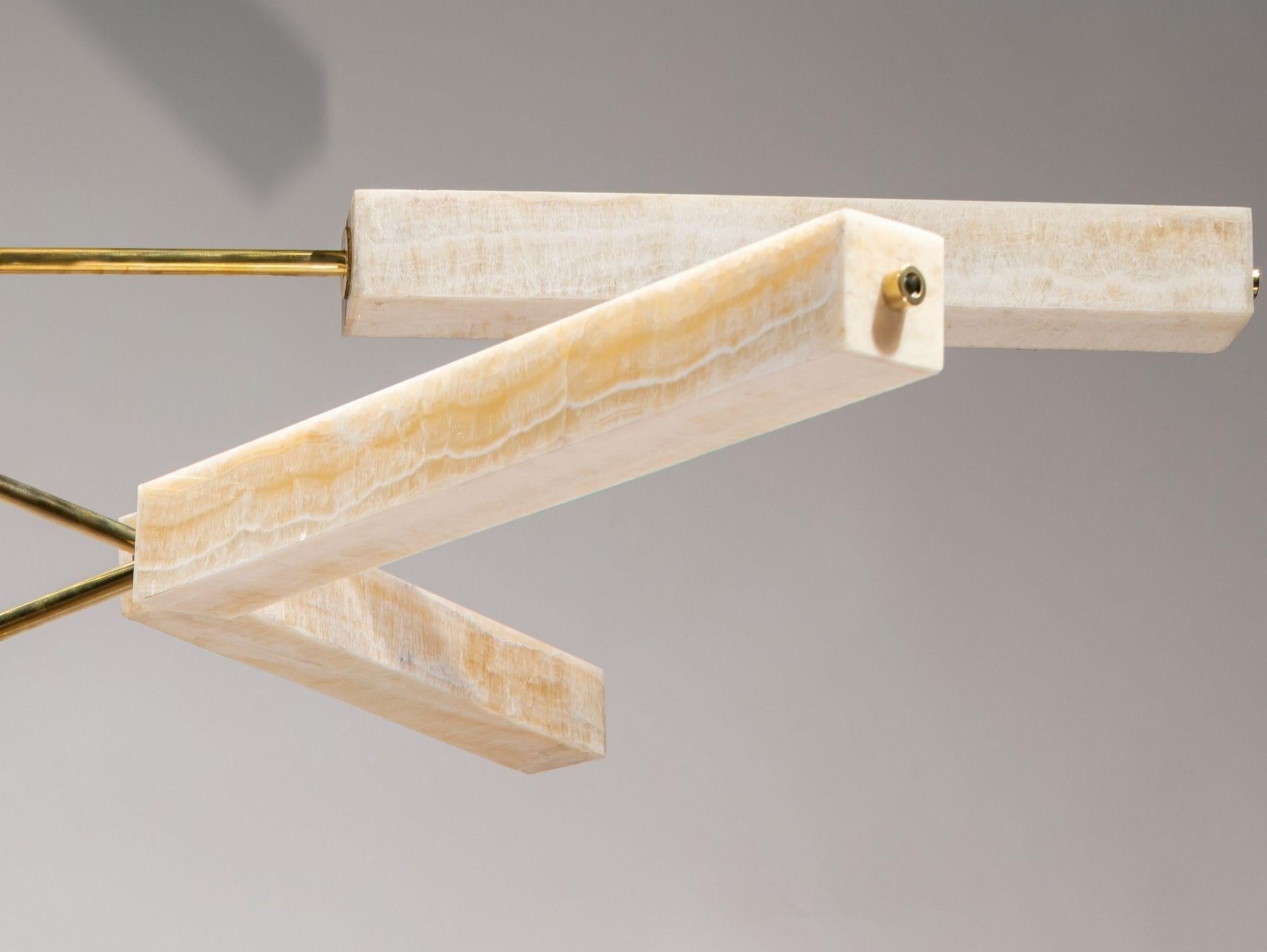 Lampadario scultoreo in monolite, ottone e onice color avorio, spedizione gratuita in vendita 11