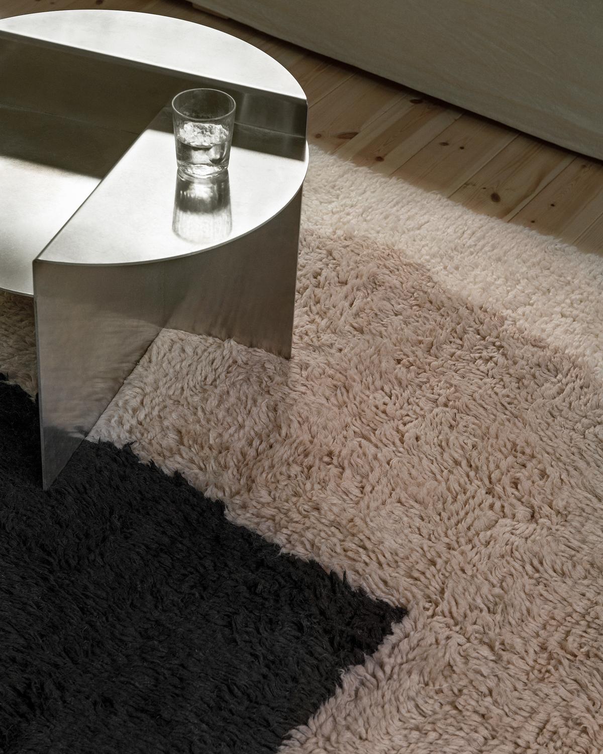 Hand-Knotted Monolith 01 Dusty White, Handknotted Wool Rug in Scandinavian Design For Sale
