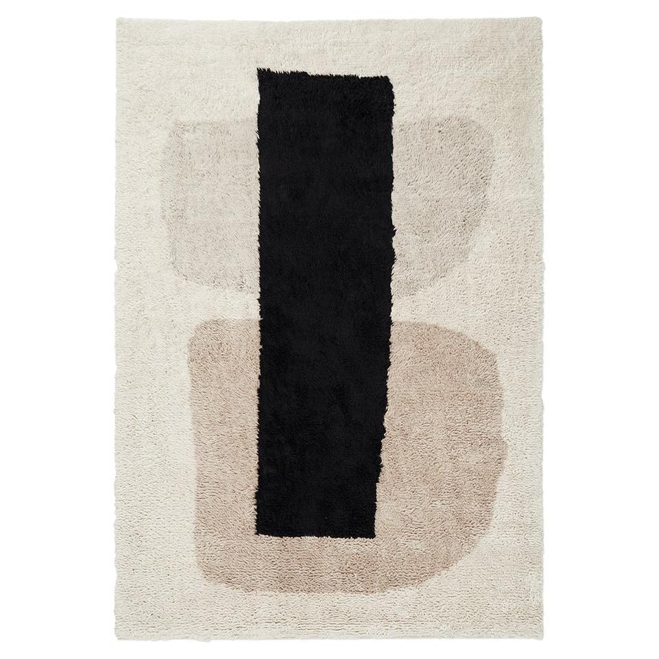 Monolith 01 Dusty White, Handknotted Wool Rug in Scandinavian Design For Sale