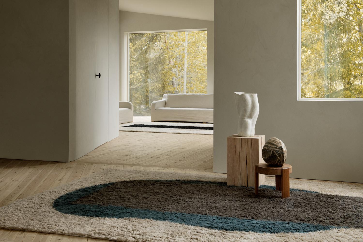 Modern Monolith 02 Sand, Handknotted Wool Rug in Scandinavian Design For Sale