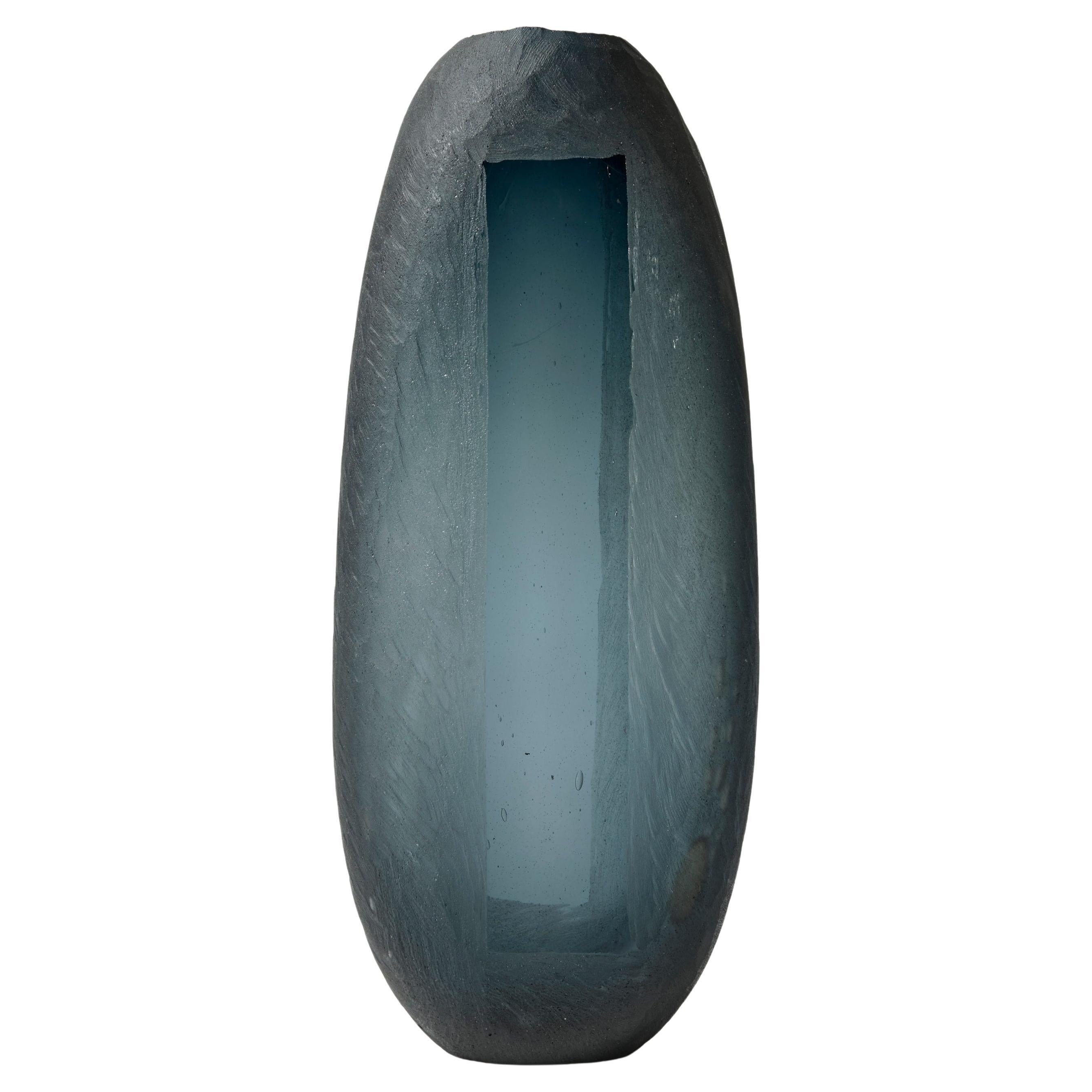 Monolith, a blue handblown glass sculpture by Jon Lewis
