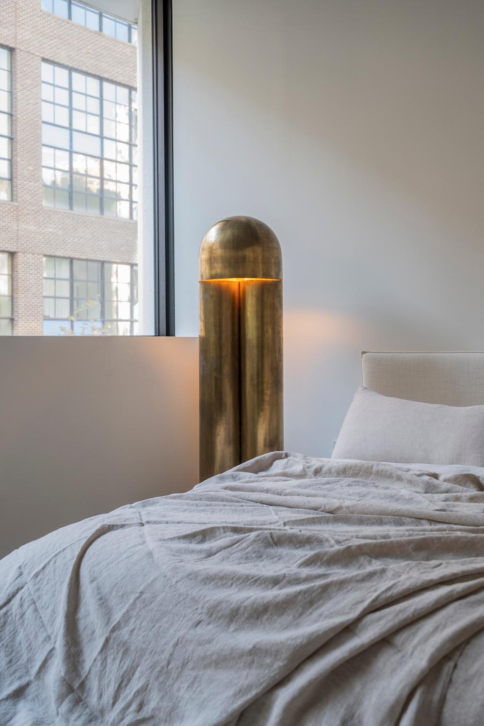 Monolith Brass Sculpted Floor Lamp by Paul Matter For Sale 14