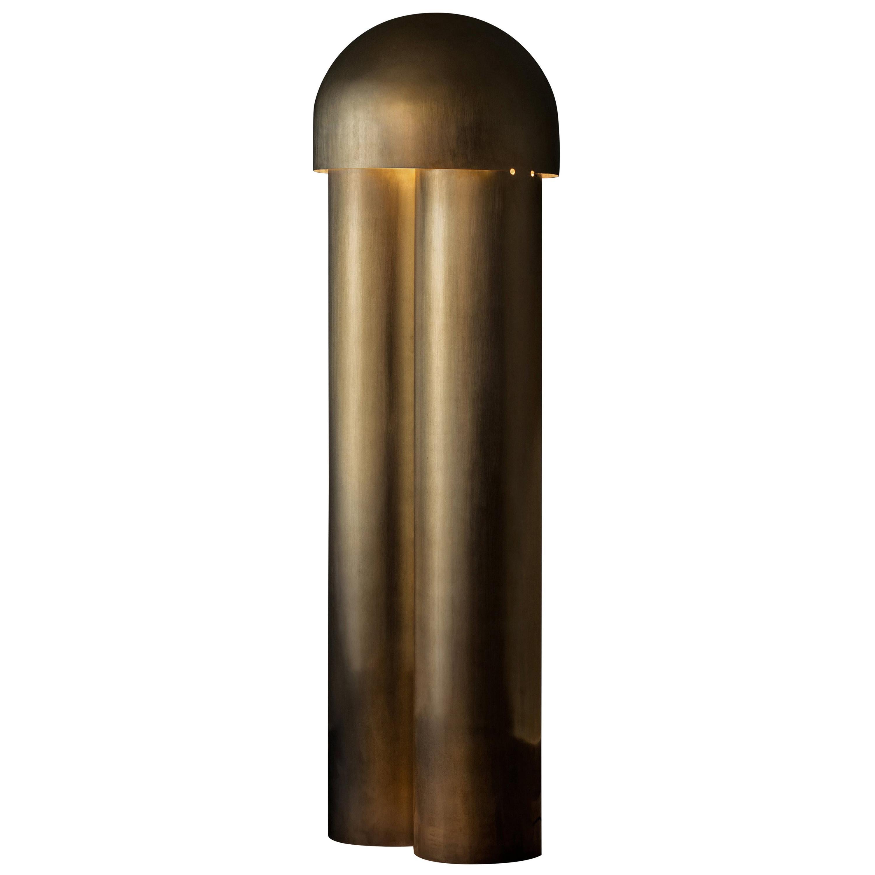 Monolith Brass Sculpted Floor Lamp by Paul Matter For Sale