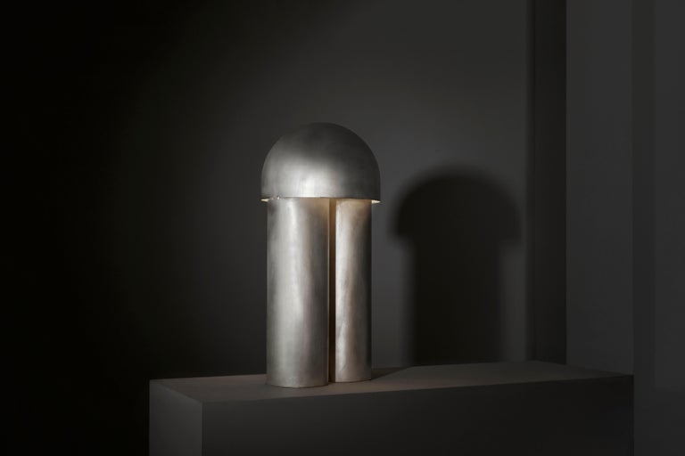 Monolith Brass Sculpted Table Lamp by Paul Matter For Sale 12