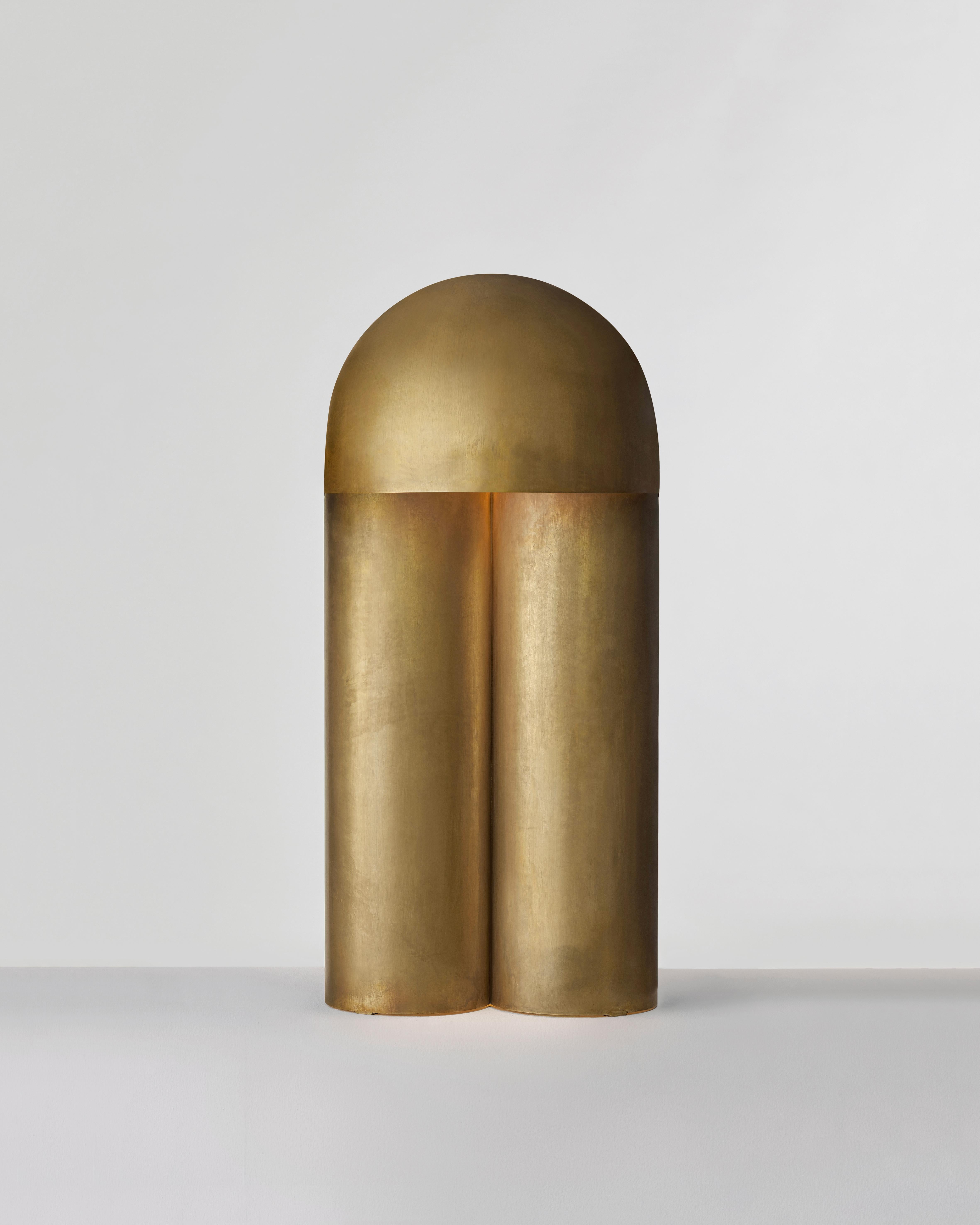 Monolith Buffed Brass Sculpted Table Lamp by Paul Matter 1