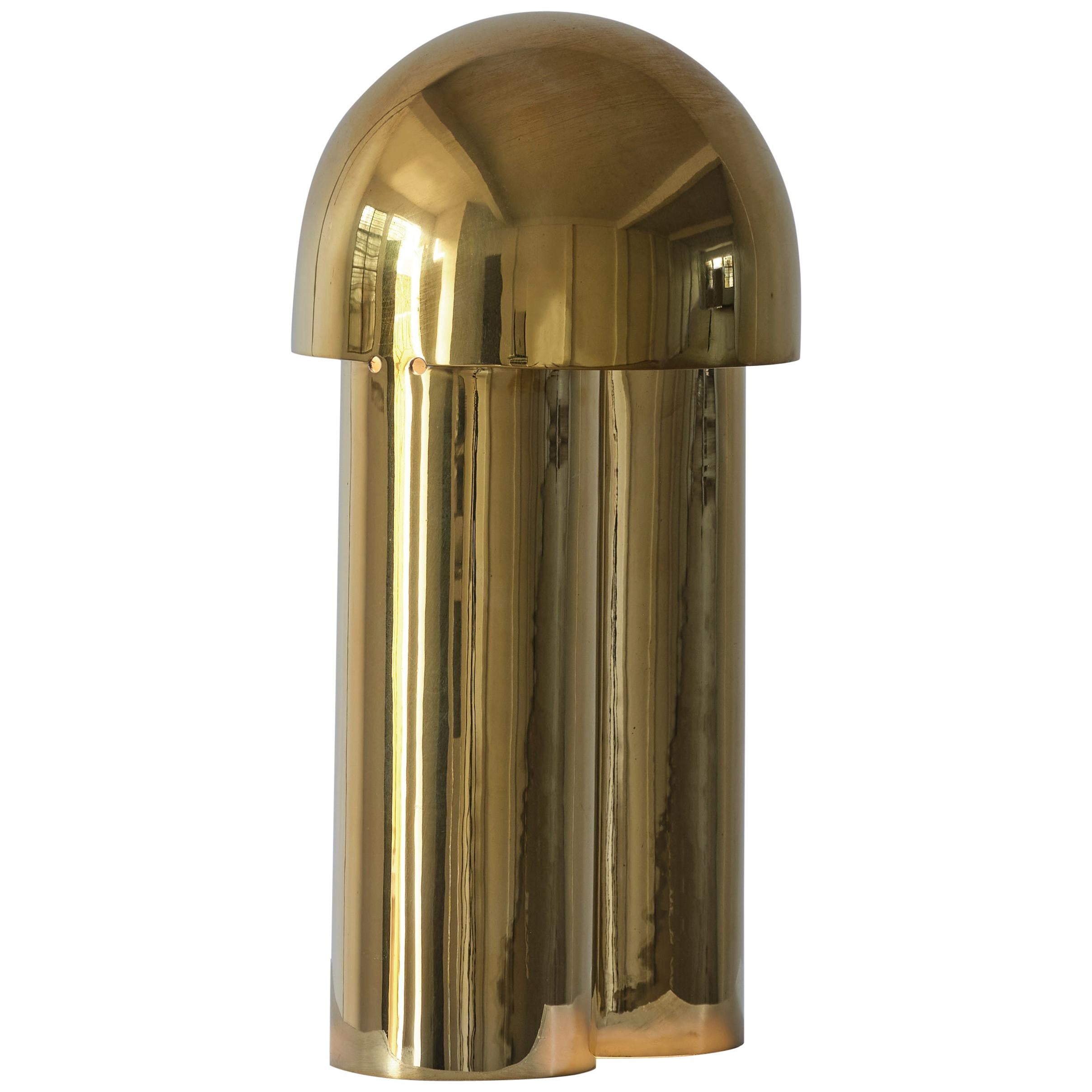 Monolith Buffed Brass Sculpted Table Lamp by Paul Matter For Sale