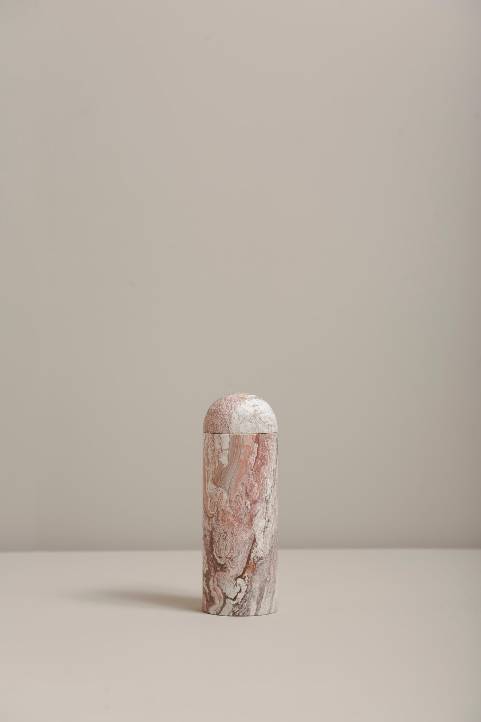 Monolith by Bravo Studio
Monolith EEE1
Materials: Cobarbalita stone
Dimensions: Ø 6 × 17.5 cm

 
Monolithic objects in Cobarbalita stone
This new series of objects developed by the Chilean design studio bravo! Continues with the logic of