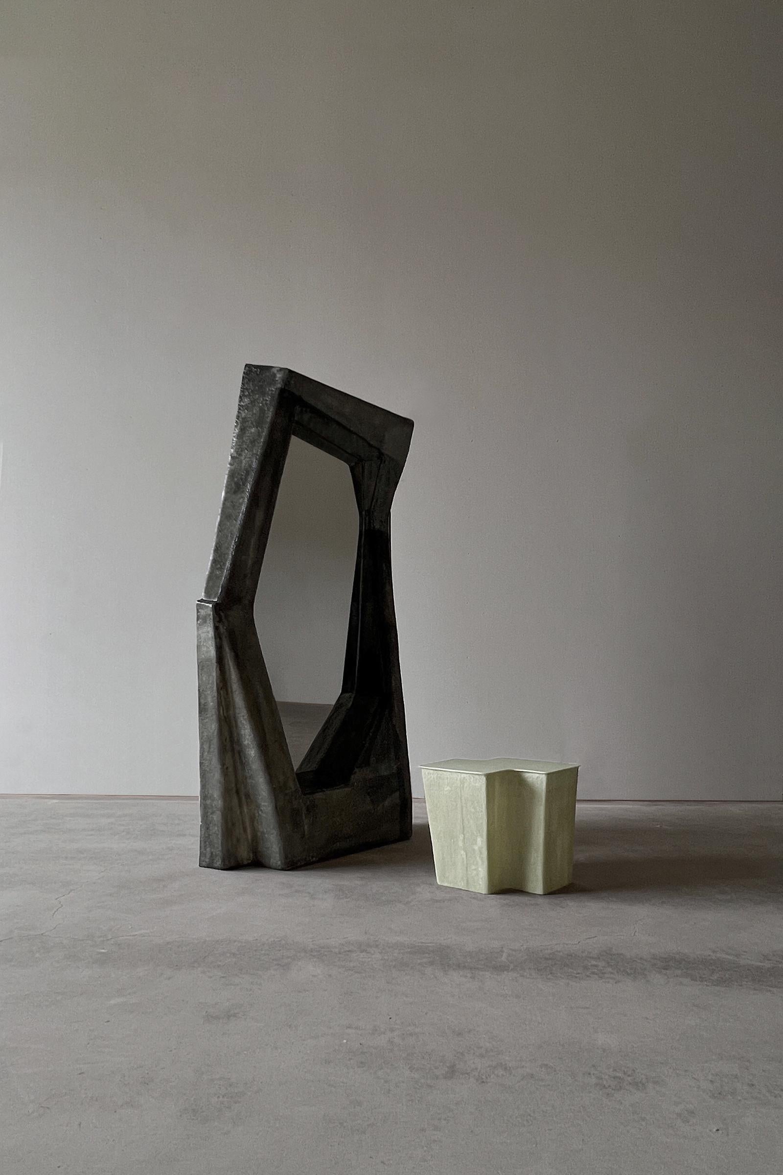 Brutalist Monolith floor mirror by VAVA Objects, fiberglass mirror handcrafted in Sweden For Sale