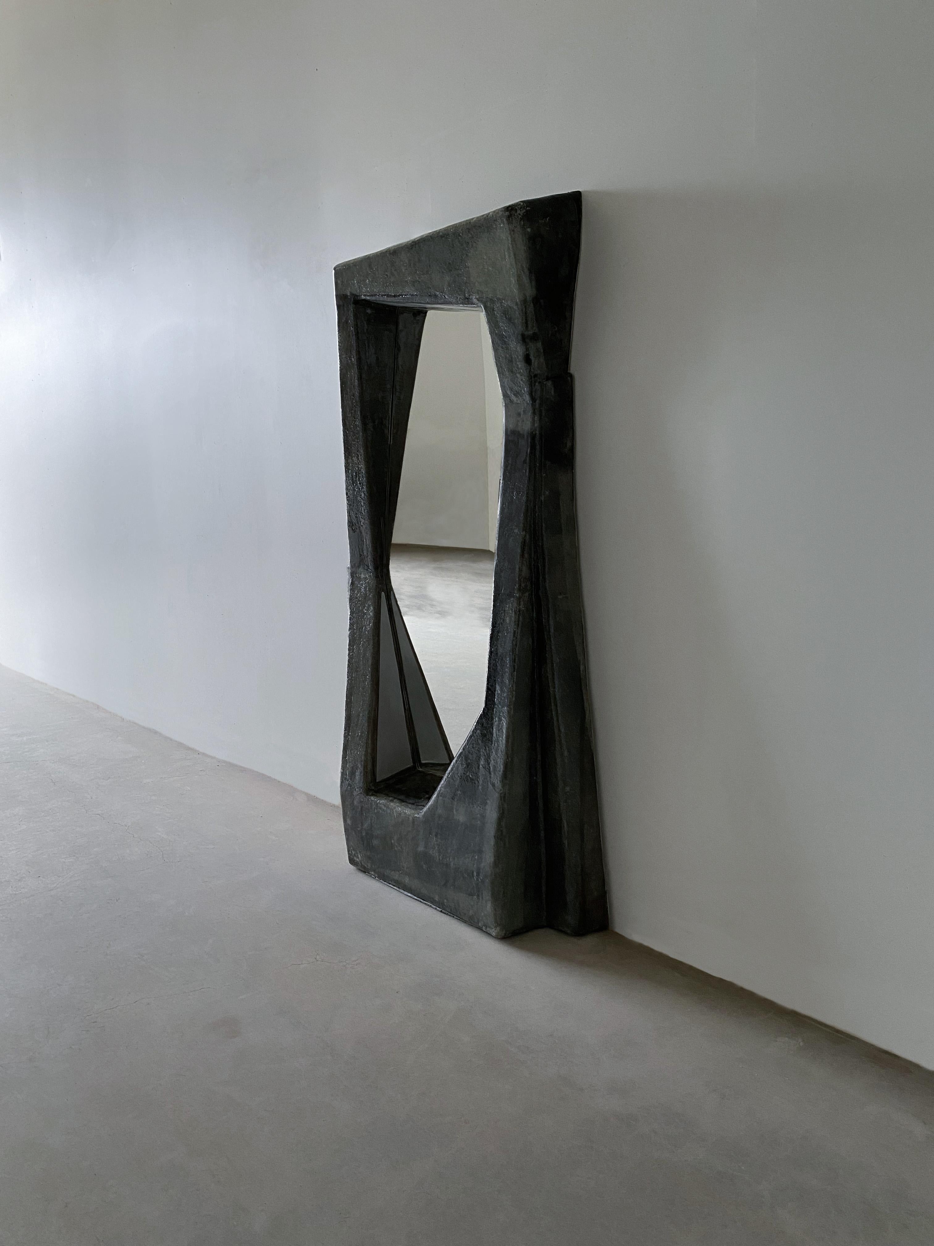 Brutalist Monolith floor mirror by VAVA Objects, fiberglass mirror handcrafted in Sweden For Sale