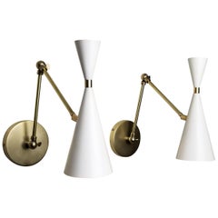 'Monolith' Italian-Style Reading Lamp Brass & White Enamel by Blueprint Lighting